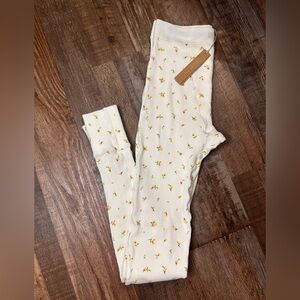 Skims Women’s Cream Ribbed Leggings with Yellow Floral Print